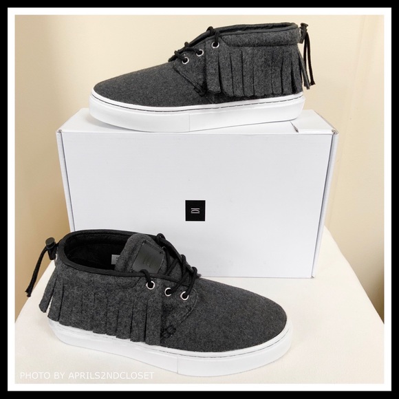 CLEAR WEATHER FRINGE GREY WHITE MID LOW TOPS A2C - Picture 3 of 8